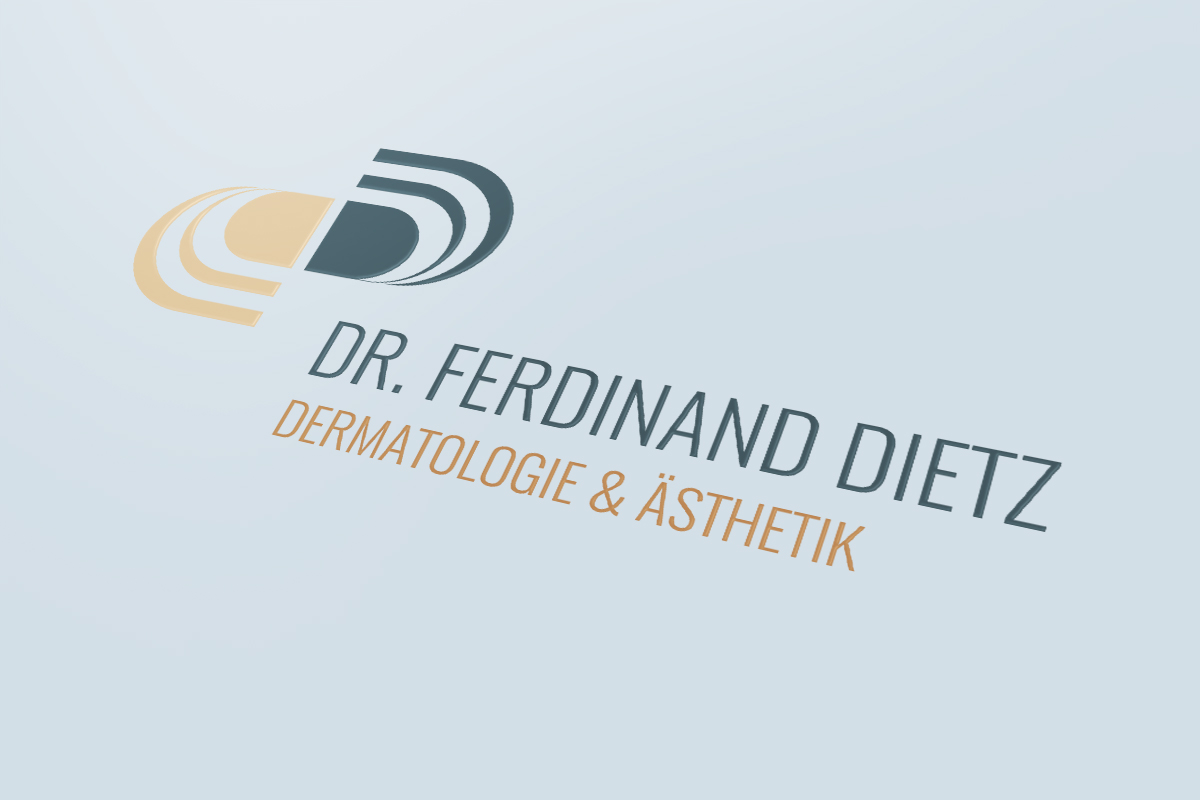 Logo Logo Design Dr. Ferdinand Dietz – Dermatologie & Ästhetik, moderne Wortmarke für Arztpraxis und Branding