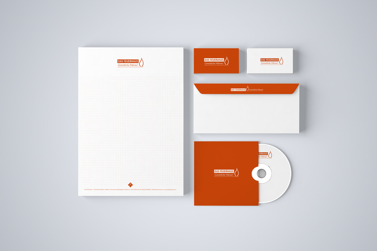 Geschäftsausstattung Corporate Design & Geschäftsausstattung für Das Feuerhaus – Briefpapier, Visitenkarten, Umschlag und CD