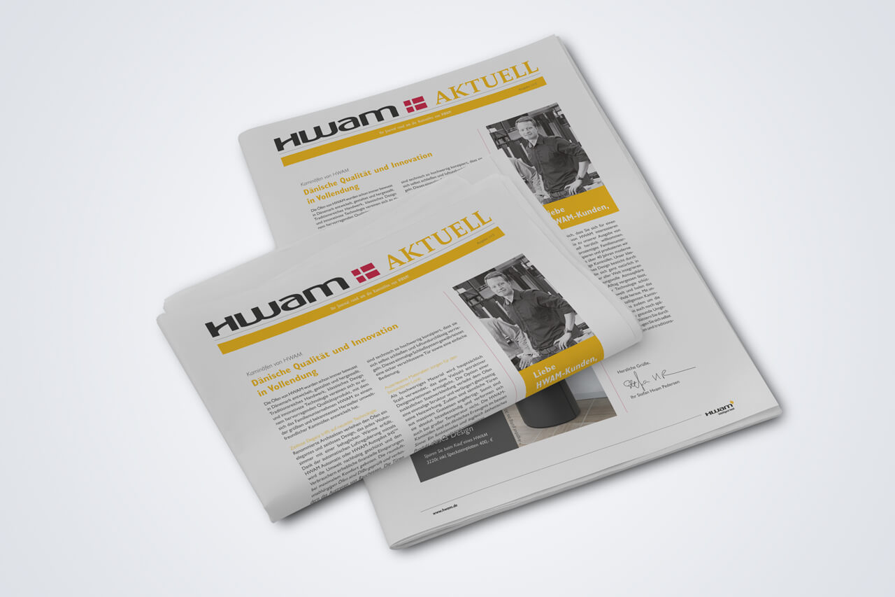Kundenzeitschrift Editorial Design: Kundenmagazin „HWAM Aktuell“ – Printlayout und Gestaltung einer Markenzeitung