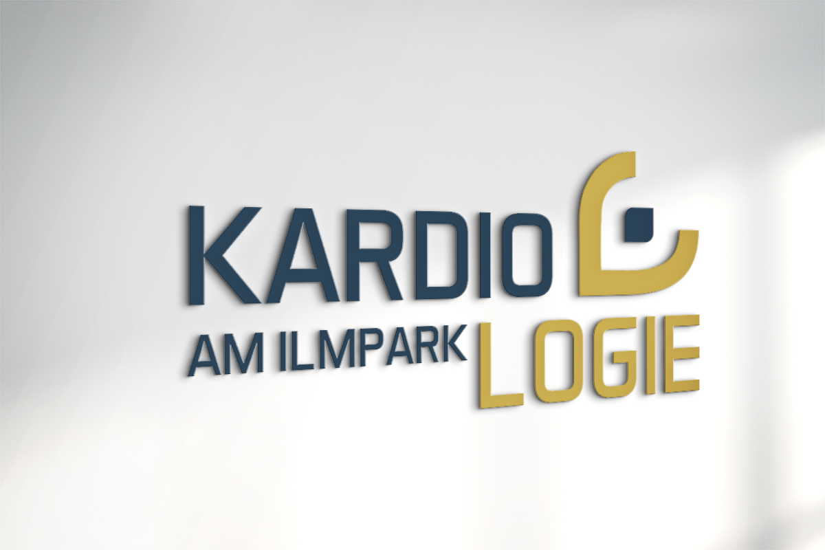 Corporate Design Logo-Design Kardiologie am Ilmpark – Wortmarke in Blau/Gold für Praxis-Branding und Corporate Design