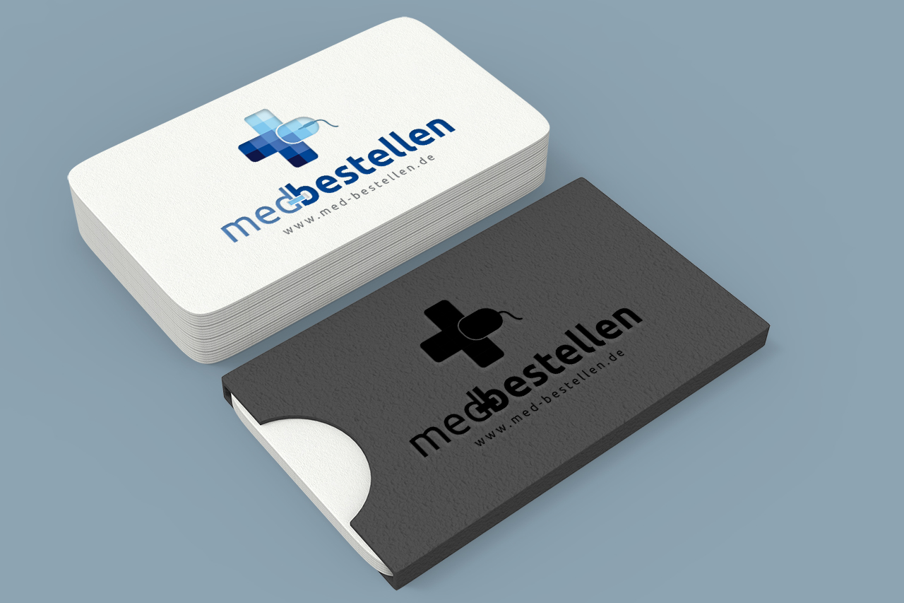 Corporate Design Branding für med-bestellen.de – Visitenkarten und Verpackung im Corporate Design